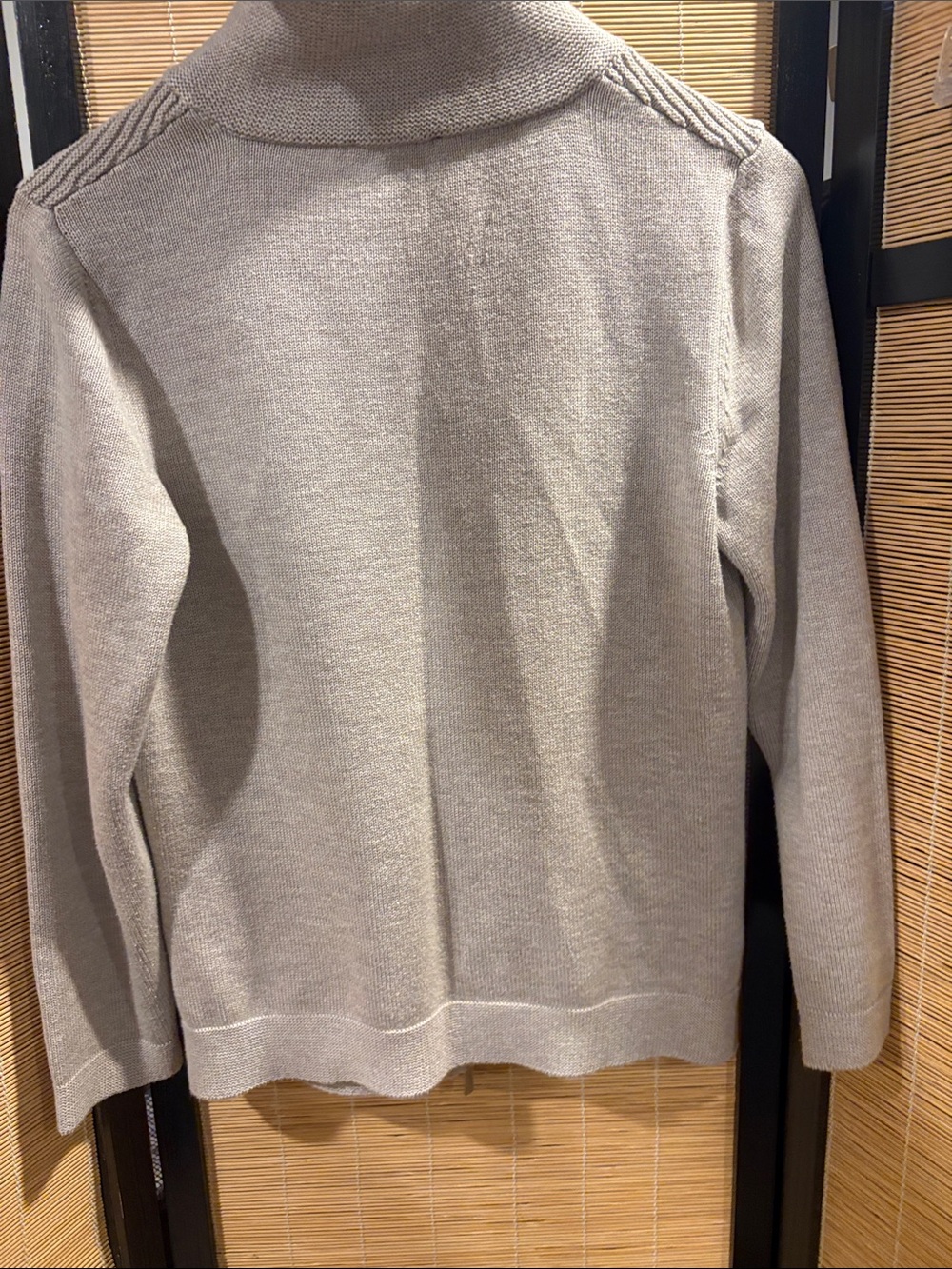 Light Beige Ribbed Full-Zip Sweater Jacket - Picture 6 of 9